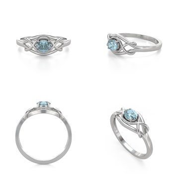 Bague ADEN Or 585 Blanc Aigue-Marine 1.870grs