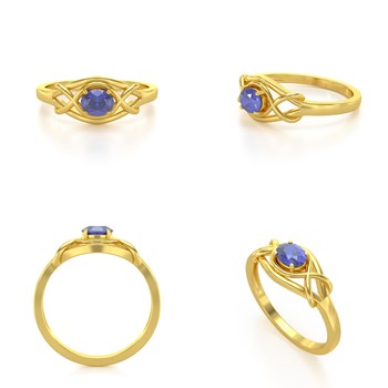 Bague ADEN Or 585 Jaune Tanzanite 1.870grs