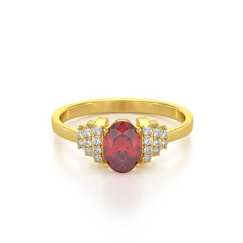 Bague ADEN Or 585 Jaune Rubis et diamants 2.24grs