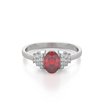 Bague ADEN Or 585 Blanc Rubis et diamants 2.24grs