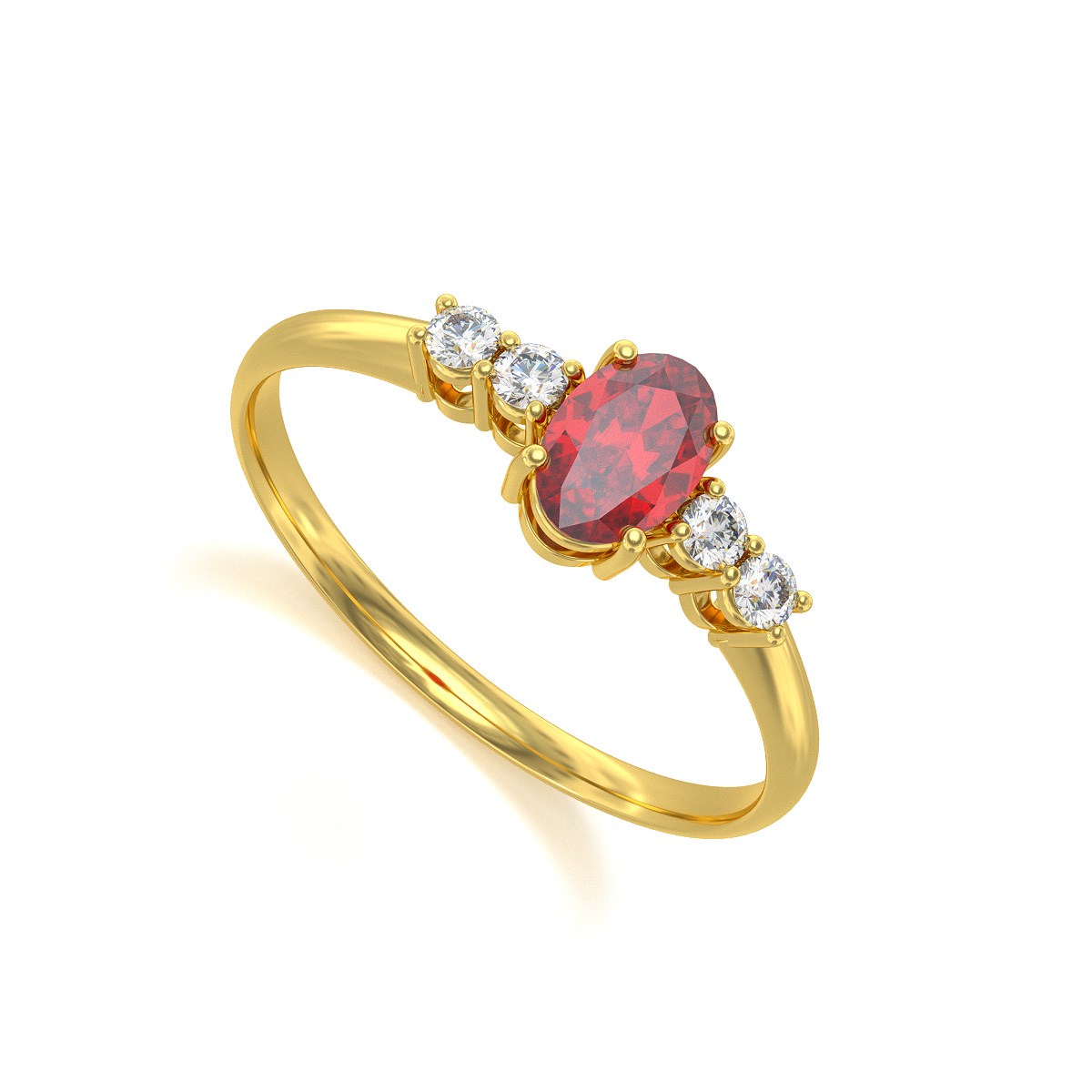 Bague ADEN Or 585 Jaune Rubis et diamants 1.6grs