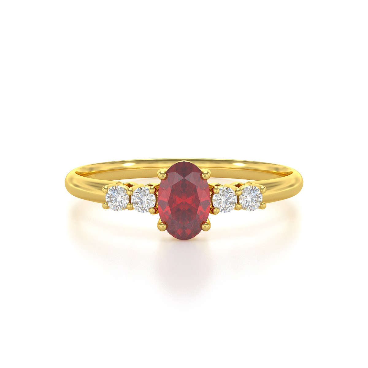 Bague ADEN Or 585 Jaune Rubis et diamants 1.6grs - vue 3