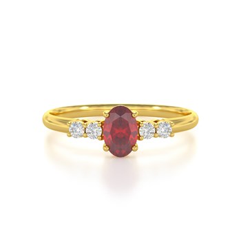 Bague ADEN Or 585 Jaune Rubis et diamants 1.6grs