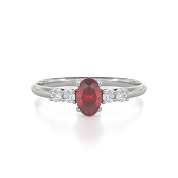 Bague ADEN Or 585 Blanc Rubis et diamants 1.6grs