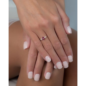 Bague ADEN Or 585 Blanc Rubis et diamants 1.6grs