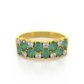 Bague ADEN Or 585 Jaune Emeraude et diamants 2.524grs
