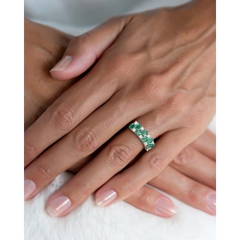 Bague ADEN Or 585 Jaune Emeraude et diamants 2.524grs