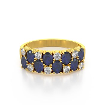 Bague ADEN Or 585 Jaune Saphir et diamants 2.524grs