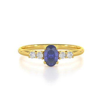 Bague ADEN Or 585 Jaune Tanzanite et diamants 1.6grs