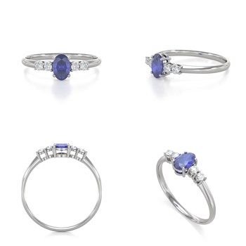 Bague ADEN Or 585 Blanc Tanzanite et diamants 1.6grs