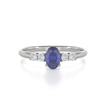 Bague ADEN Or 585 Blanc Tanzanite et diamants 1.6grs