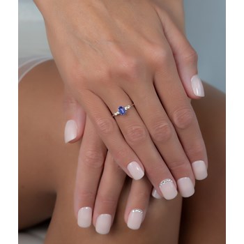 Bague ADEN Or 585 Blanc Tanzanite et diamants 1.6grs