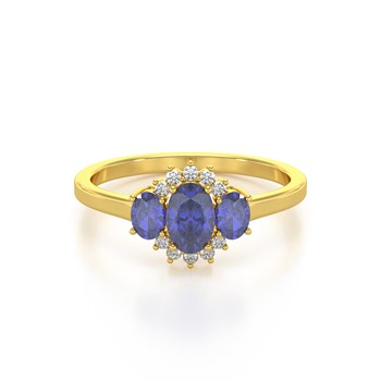 Bague ADEN Or 585 Jaune Tanzanite et diamants 1.358grs