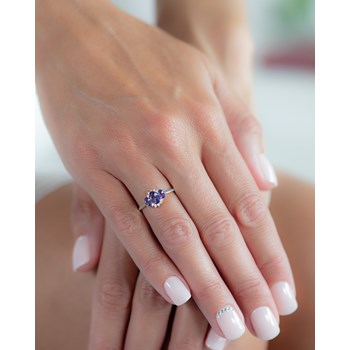 Bague ADEN Or 585 Jaune Tanzanite et diamants 1.358grs