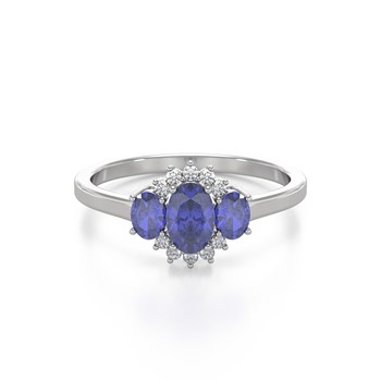 Bague ADEN Or 585 Blanc Tanzanite et diamants 1.358grs