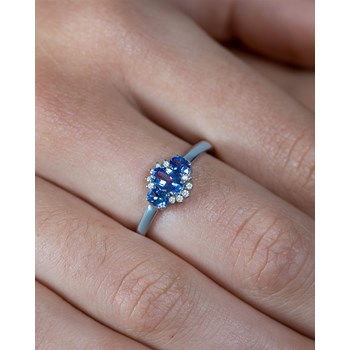 Bague ADEN Or 585 Blanc Tanzanite et diamants 1.358grs
