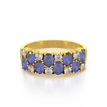 Bague ADEN Or 585 Jaune Tanzanite et diamants 2.524grs