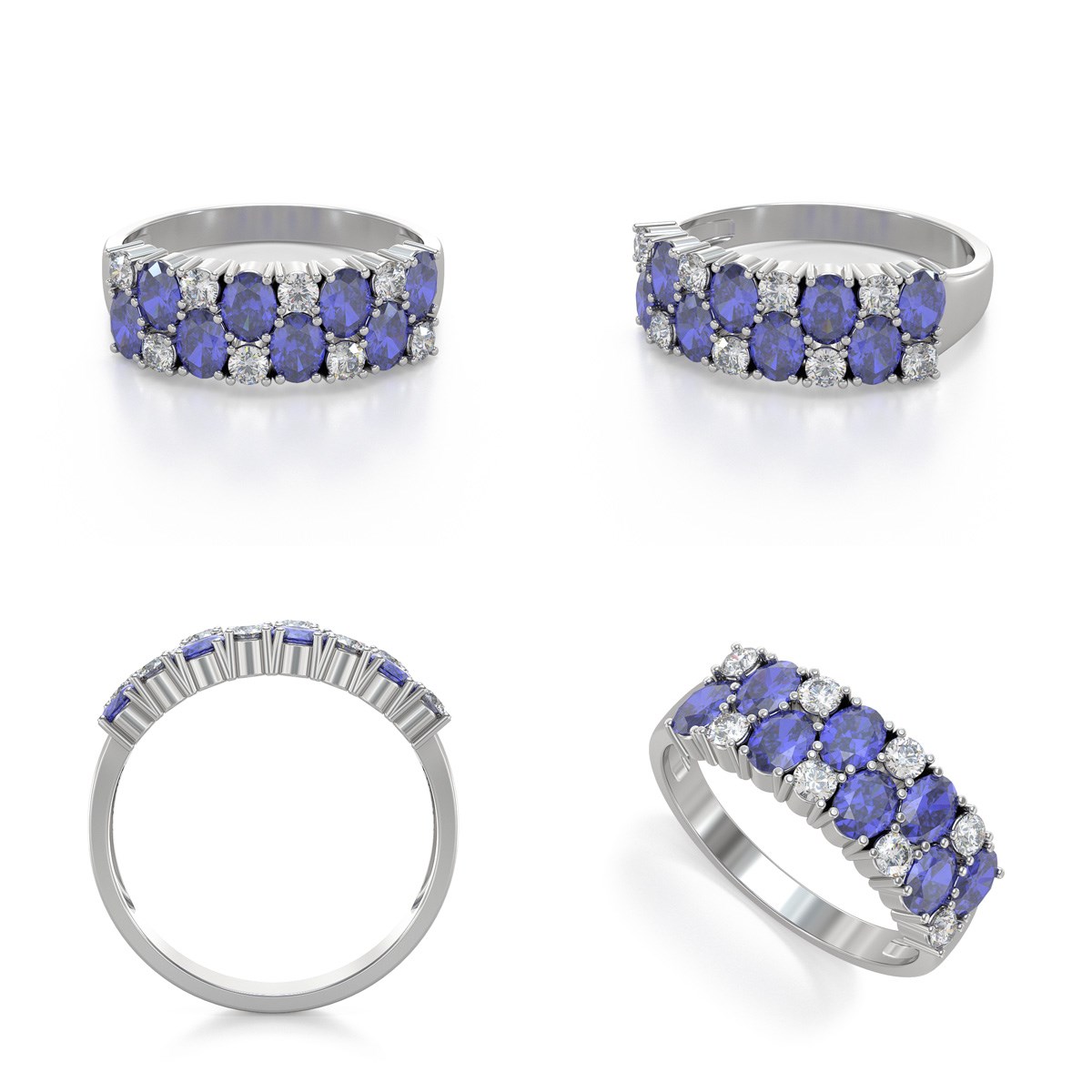 Bague ADEN Or 585 Blanc Tanzanite et diamants 2.524grs - vue 2