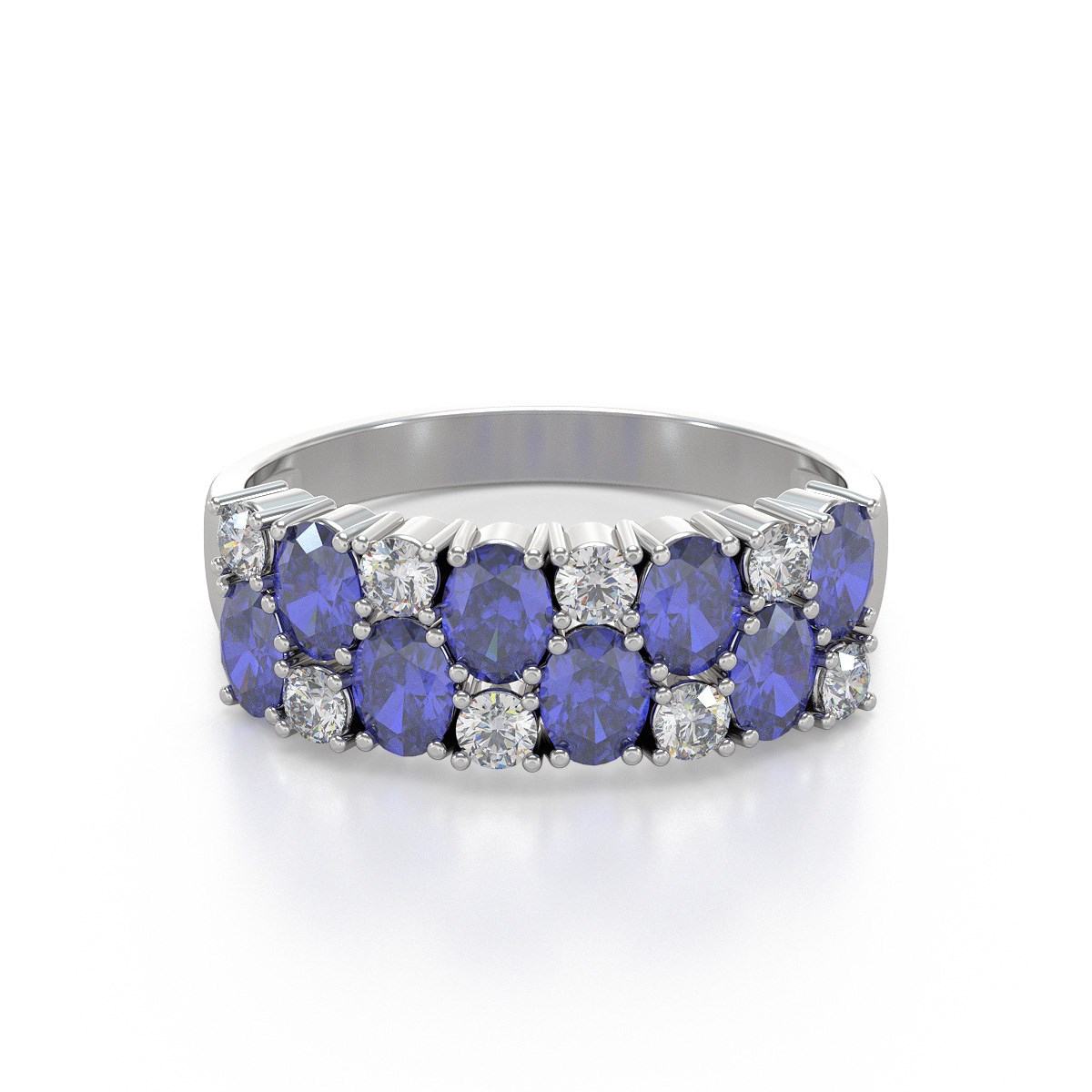 Bague ADEN Or 585 Blanc Tanzanite et diamants 2.524grs - vue 3