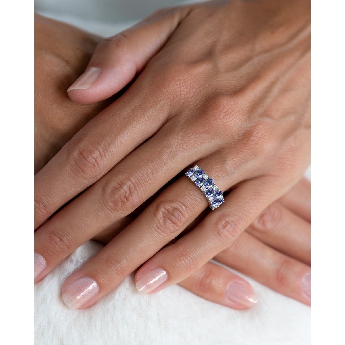 Bague ADEN Or 585 Blanc Tanzanite et diamants 2.524grs - vue 4