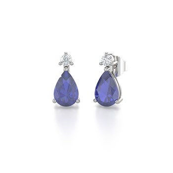 Boucles d'oreilles ADEN Or 585 Blanc Tanzanite et Diamants 1.15grs