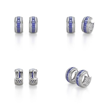 Boucles d'oreilles ADEN Or 585 Blanc Tanzanite et Diamants 7.35grs