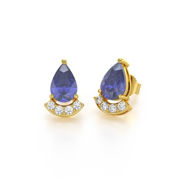 Boucles d'oreilles ADEN Or 585 Jaune Tanzanite et Diamants 1.40grs