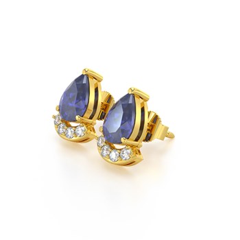 Boucles d'oreilles ADEN Or 585 Jaune Tanzanite et Diamants 1.40grs