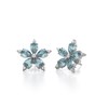 Boucles d'oreilles ADEN Or 585 Blanc Fleur Aigue-Marine et Diamants 4.52grs - vue V3