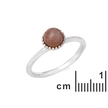 Bague Pierre de Lune Rose boule 6mm argent