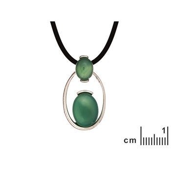 Collier Agate naturelle teintée verte argent