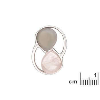 Pendentif Quartz rose et grise naturelle argent
