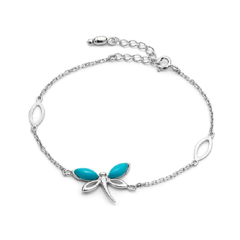 Bracelet papillon argent et turquoise