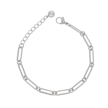 Bracelet en acier maille argentée avec pierre Crystal Swarovski, chaînette réglable