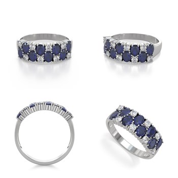 Bague ADEN Saphir et diamants sur Argent 925 2.524grs