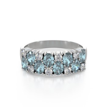 Bague ADEN Aigue-Marine et diamants sur Argent 925 2.524grs