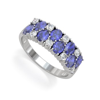 Bague ADEN Tanzanite et diamants sur Argent 925 2.524grs