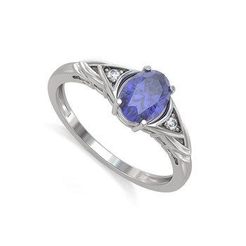 Bague ADEN Tanzanite et diamants sur Argent 925 2grs