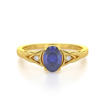 Bague ADEN Or 585 Jaune Tanzanite et diamants 2grs