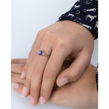 Bague ADEN Or 585 Jaune Tanzanite et diamants 2grs