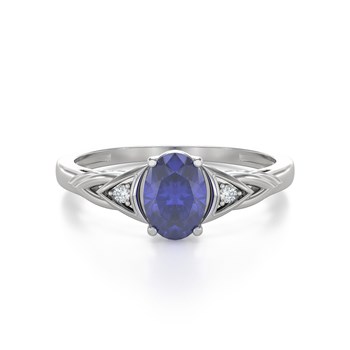 Bague ADEN Or 585 Blanc Tanzanite et diamants 2grs