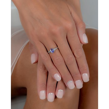 Bague ADEN Or 585 Blanc Tanzanite et diamants 2grs