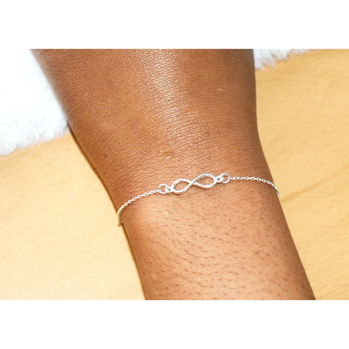 Bracelet chaîne fine délicate motif Infini argent 925 - vue 2