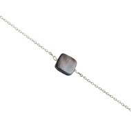 Bracelet chaînette & perle nacre noire en argent 925