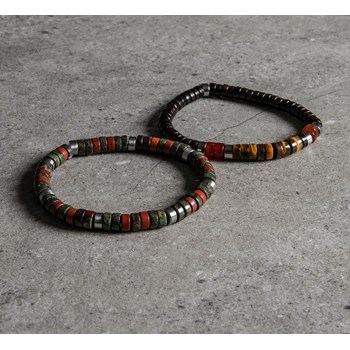Bracelet Perles Heishi Jaspe Rouge Et Jaspe Sang De Dragon
