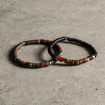 Bracelet Perles Heishi Jaspe Rouge Et Jaspe Sang De Dragon