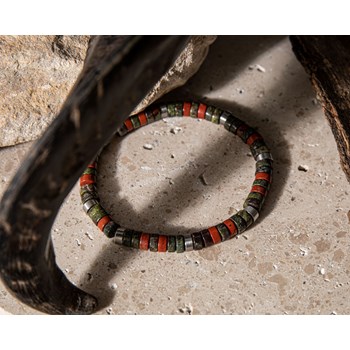 Bracelet Perles Heishi Jaspe Rouge Et Jaspe Sang De Dragon
