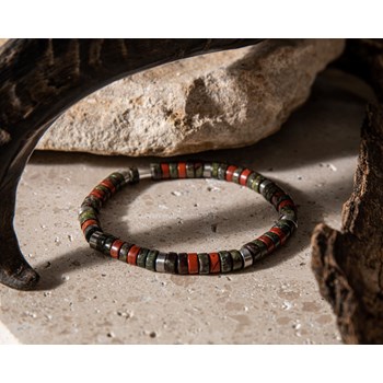 Bracelet Perles Heishi Jaspe Rouge Et Jaspe Sang De Dragon