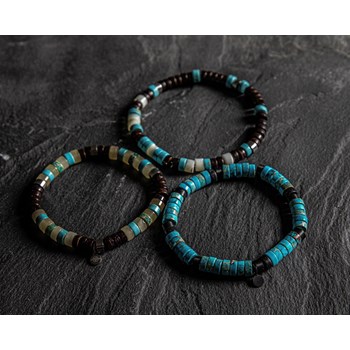Bracelet Perles Heishi Turquoise Agate Noire