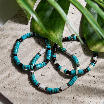 Bracelet Perles Heishi Turquoise Agate Noire
